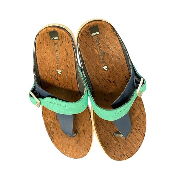 Merrell Leather T-Strap Around Town Buckle Thong Sandals Womens US 9 Comfort - Picture 5 of 8